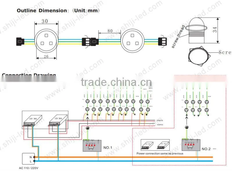 UCS1903 SMD Pixel LED RGB 26mm waterproof