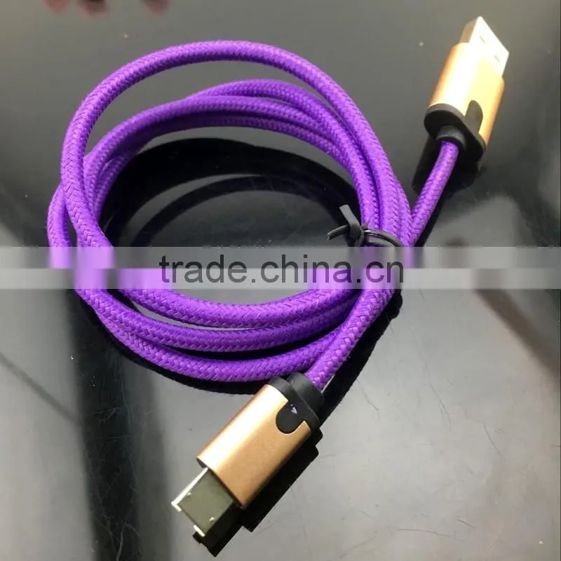 2016 braided mobile phone 2 in 1 USB cable&type C charging cable for smartphone