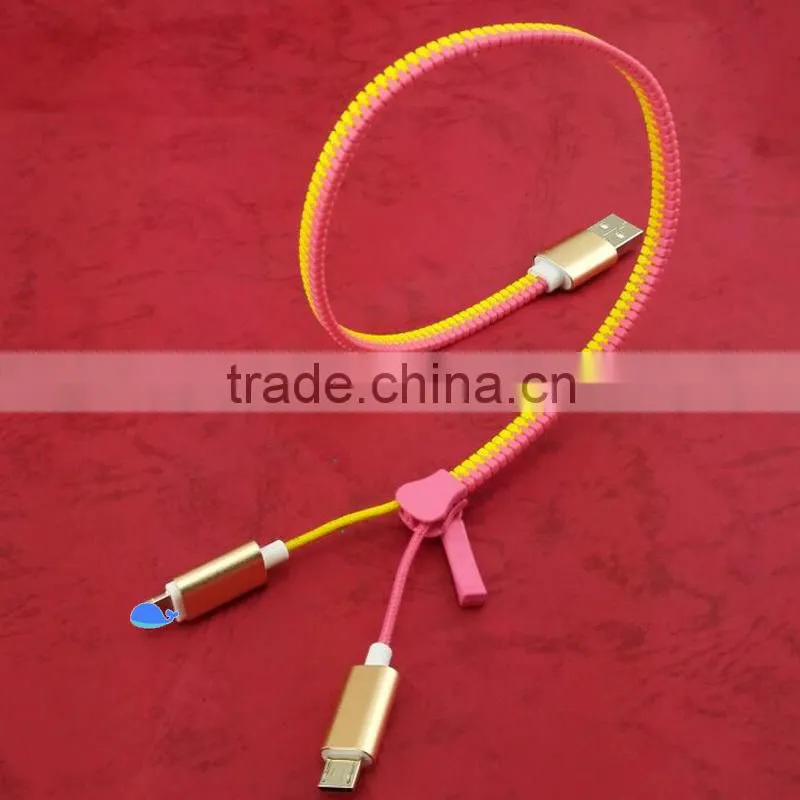 Creative gifts magnetic zipper usb data cable suitable for Iphone and Android