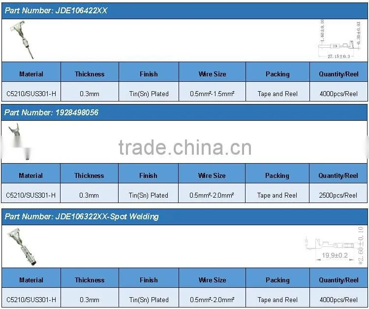 927775-1 0.3mm copper alloy sliver plated junior-power-timer contact automotive terminal