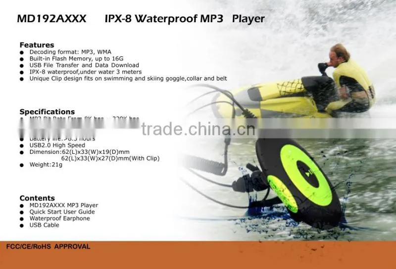 mini waterproof swimming mp3 player