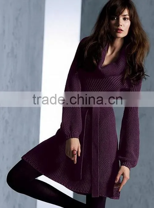 elegant deep green sweater dress OEM ODM sexy fitted acrylic sweater dress
