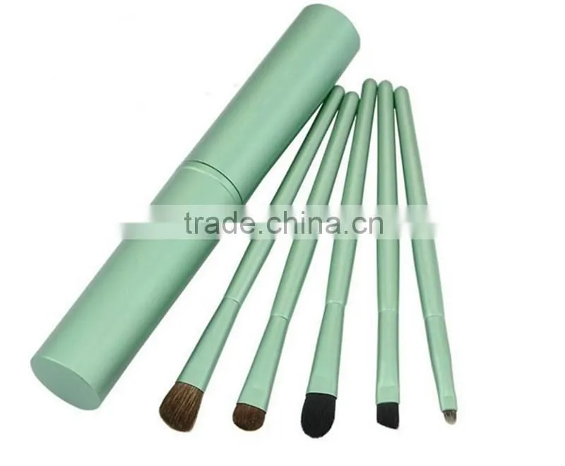 Newest 5pcs colorful makeup brush set with metal case packing,stock with free sample