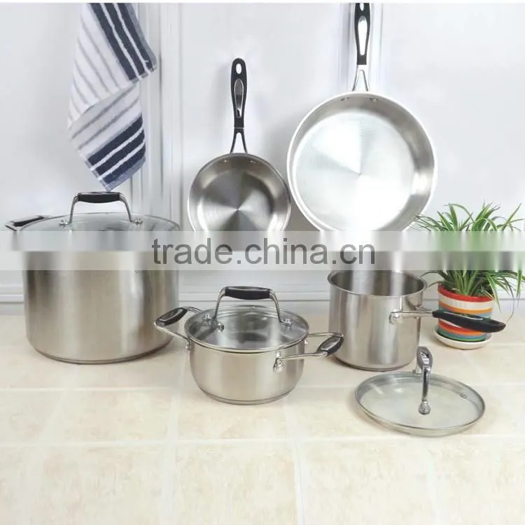 10pcs induction frypan saucepan casserole stainless steel pot non stick cookware