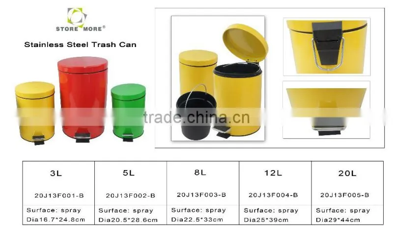 stainless steel pedal bin for 3L