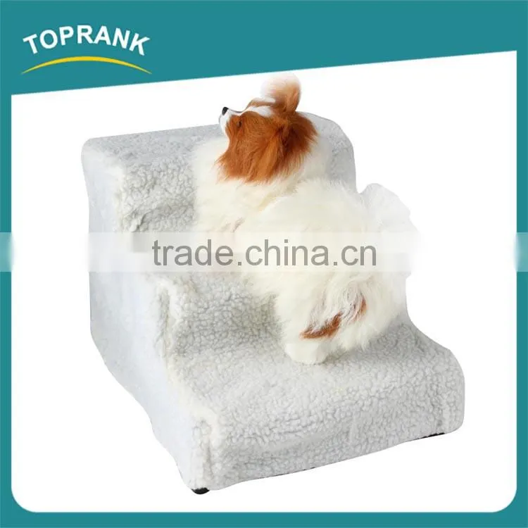 Hot sale easy move lightweight soft fleece cover portable pet dog stairs for beds