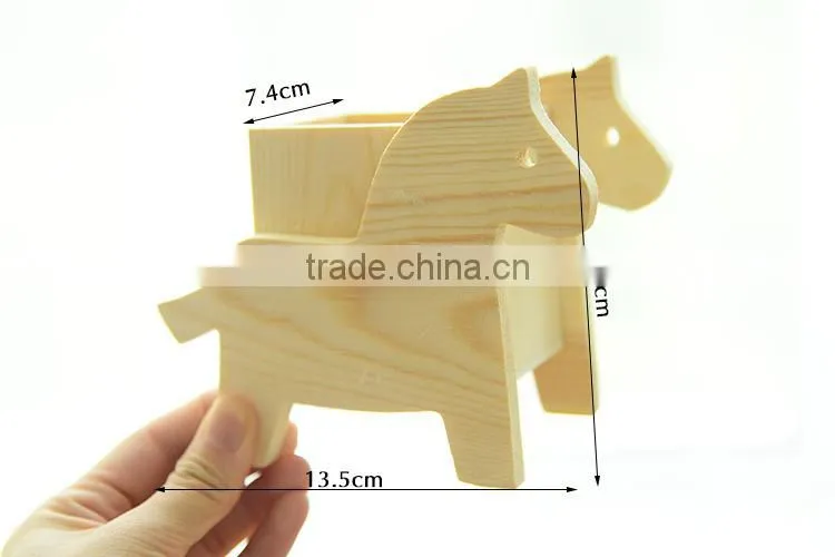 Creative cute animal wooden pencil holder