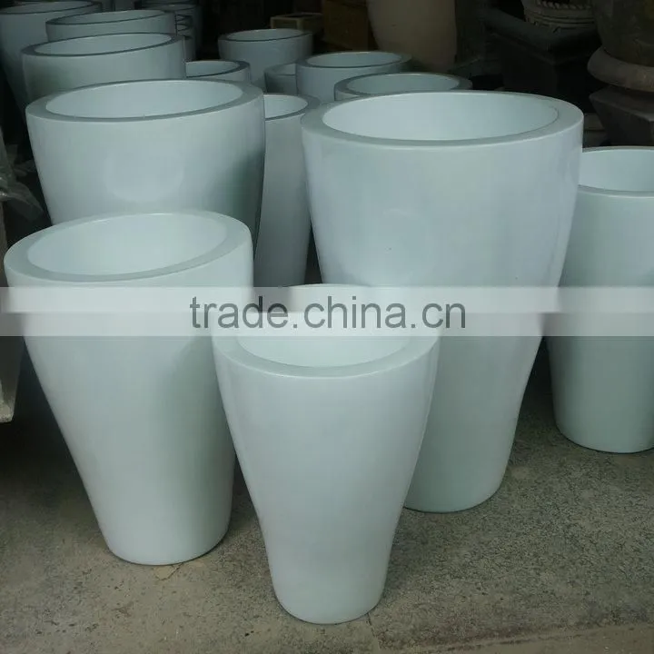 Grey fiberglass flower pot