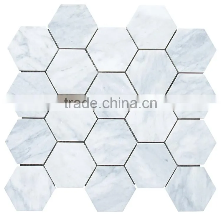 MM-CV250 Economic modern home design natural stone white carrara marble hexagon mosaice tiles