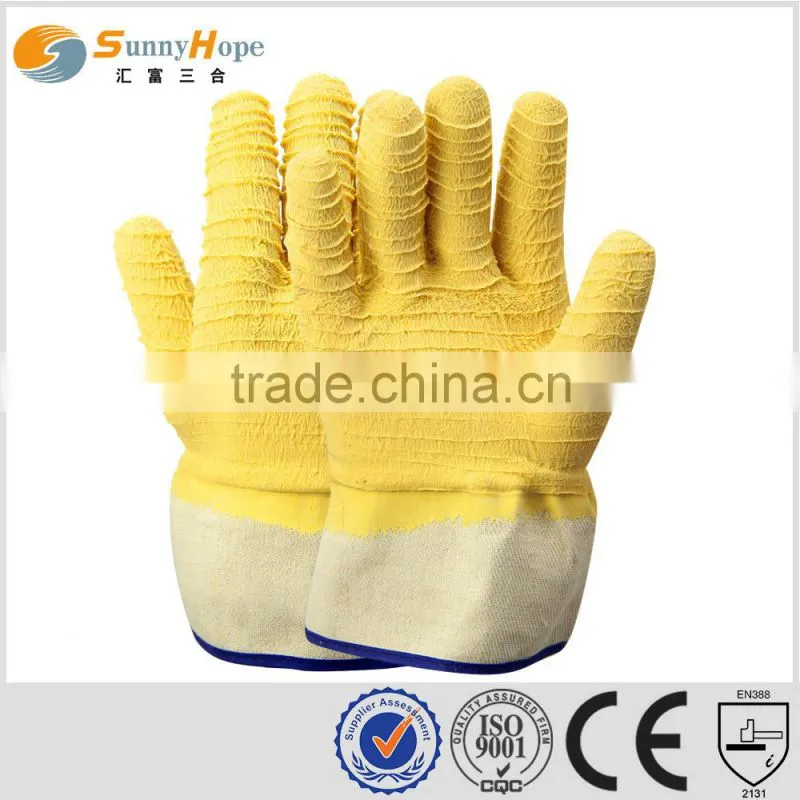 sunnyhope safety cuff yellow rubber latex coated gloves