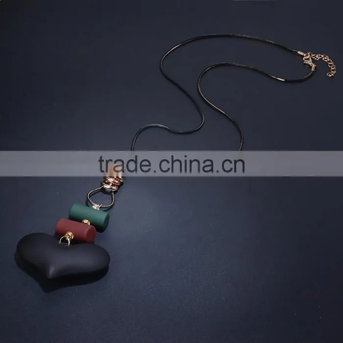 Korea rubber plated heart pendant necklace autumn winter long necklace heart necklace for lovers