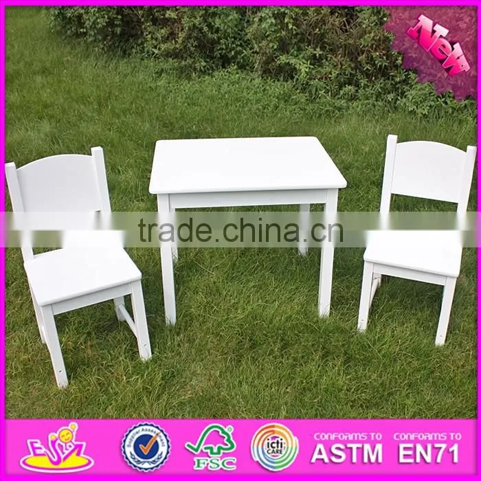 2016 new design home / school / kindergarten white kids wooden table and chairs W08G145