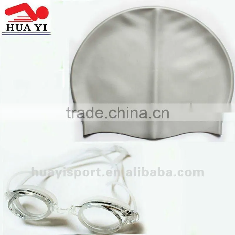New waterproof hot sale silicone swim goggles caps set
