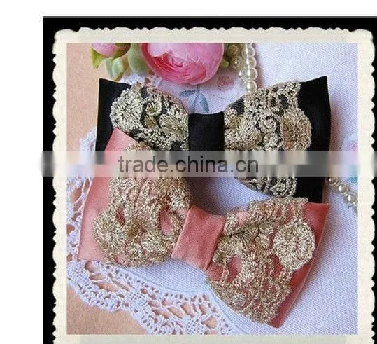 TF007 Fashion korean wedding wholesale kid hair bow with lace