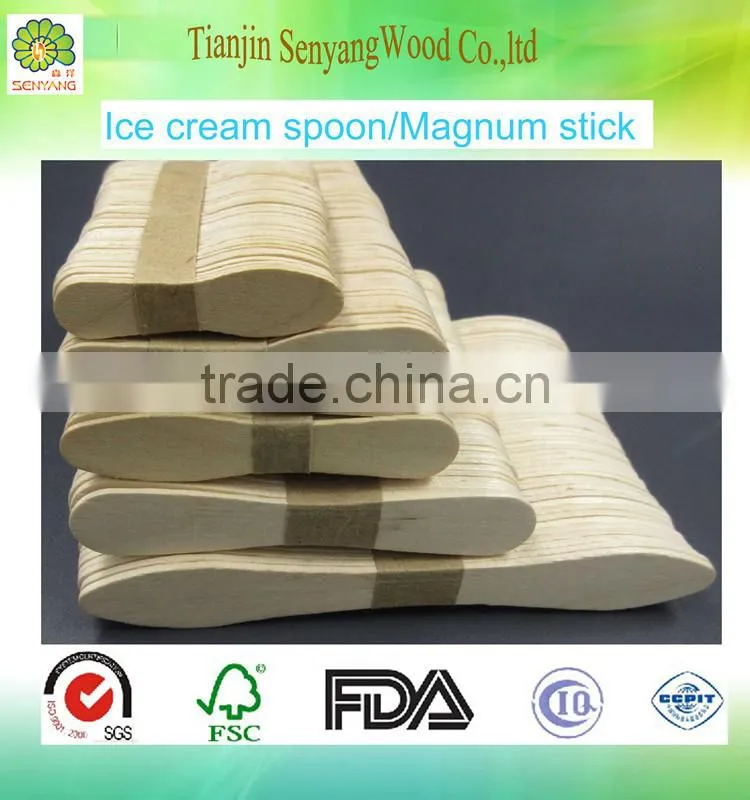 individually paper wrapped birchwood ice cream sppon