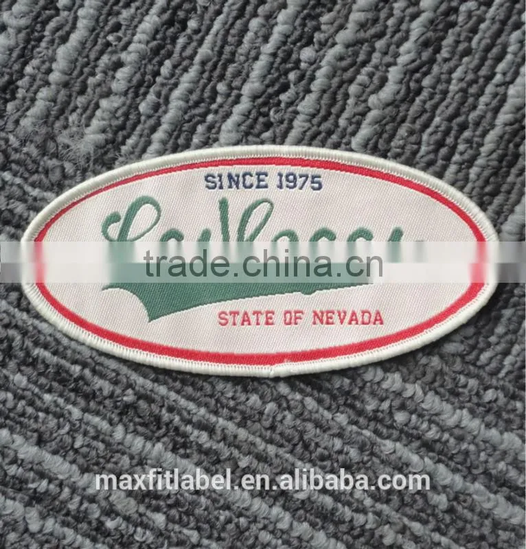 2016 china directly factory supply irregular shape woven badge for garment