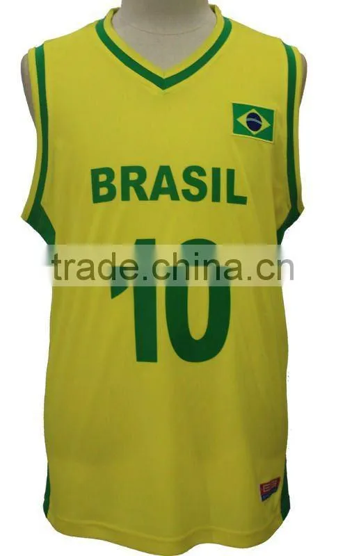 Yellow color OEM man basketball shirt