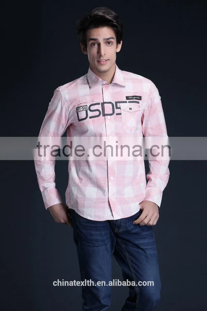 Fashion Long Sleeve Casual Design High Quality 100%Cotton Check Men Shirt
