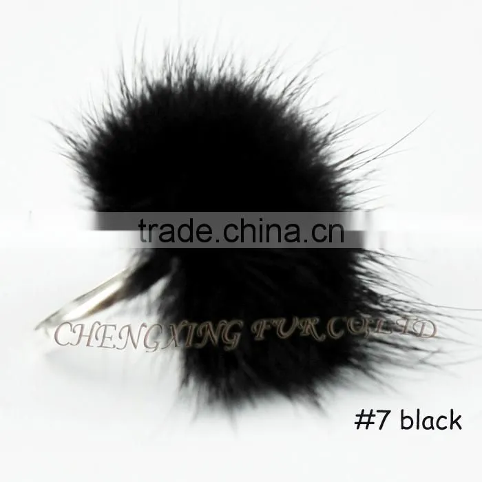 CX-A-27 Genuine Mink Fur Ball Finger Ring
