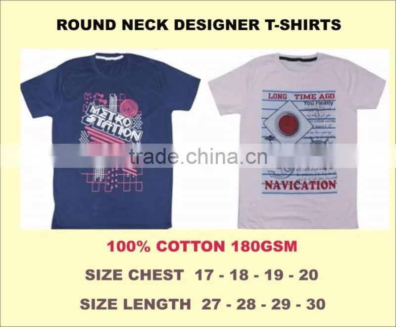Printed Cotton T-Shirts Low Price Round Neck
