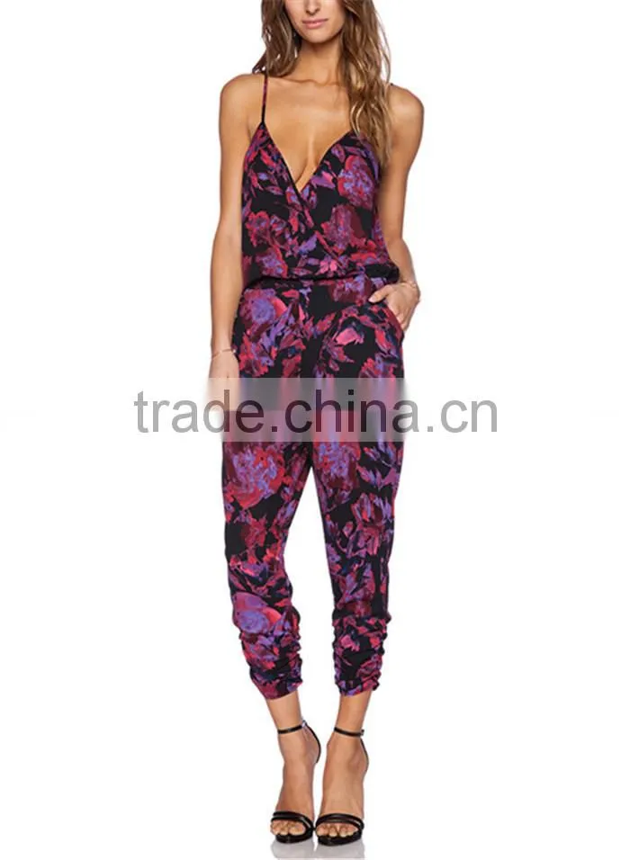 2015 spring summer high quality fashion chiffon jumpsuit shorts