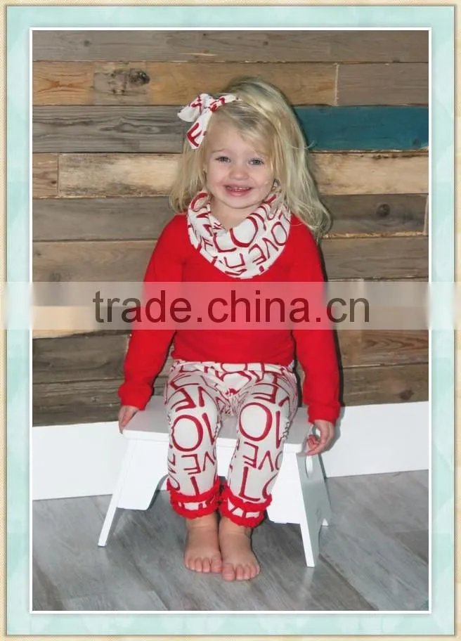 infant valentines day outfit baby girl boutique wholesale sets with love ruffle icing legging 2017 spring girl clothing 3pcs