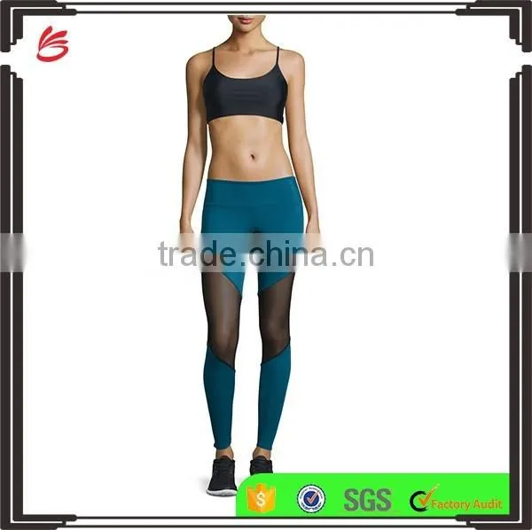 Moisture Wicking Ladies Yoga Pants Womens Custom Nylon Spandex Sports Wear,Mesh insert panel Yoga Leggings