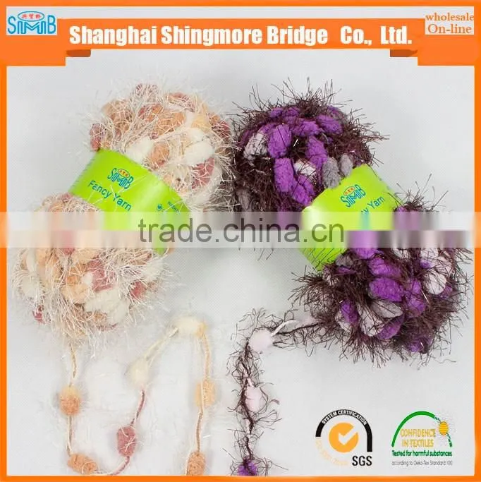 China twisted yarn factory direct wholesale feather pompom yarn for knitting scarf in factory price