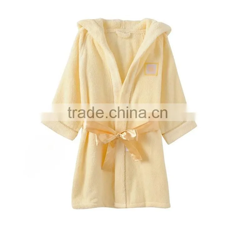 kid bathrobe hooded woven solid cotton terry
