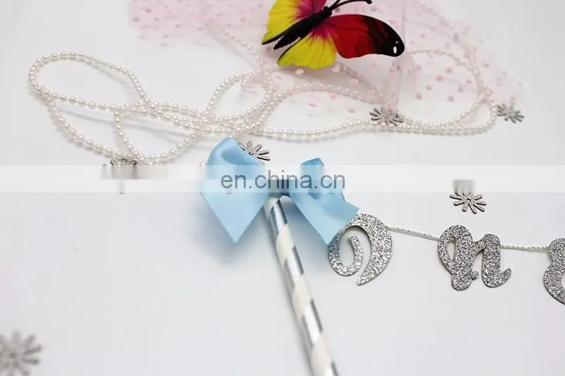 Newest One with Bow Baby Girl/Boy Birthday Paper Cake Bunting