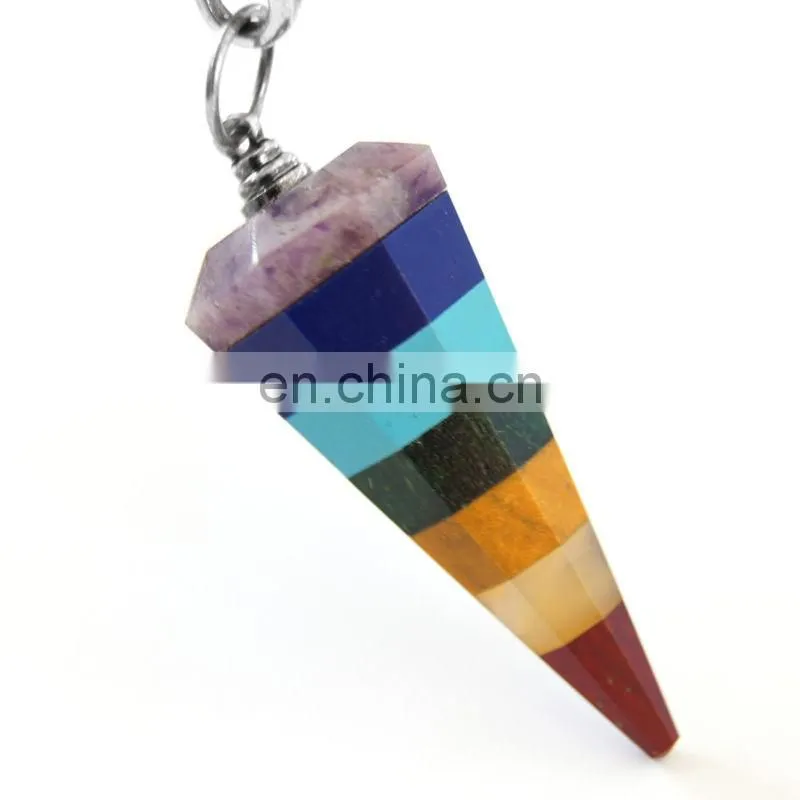 Faceted Gemstone Pendulum / Crystal Healing Stone/ Seven Chakra Pendulums