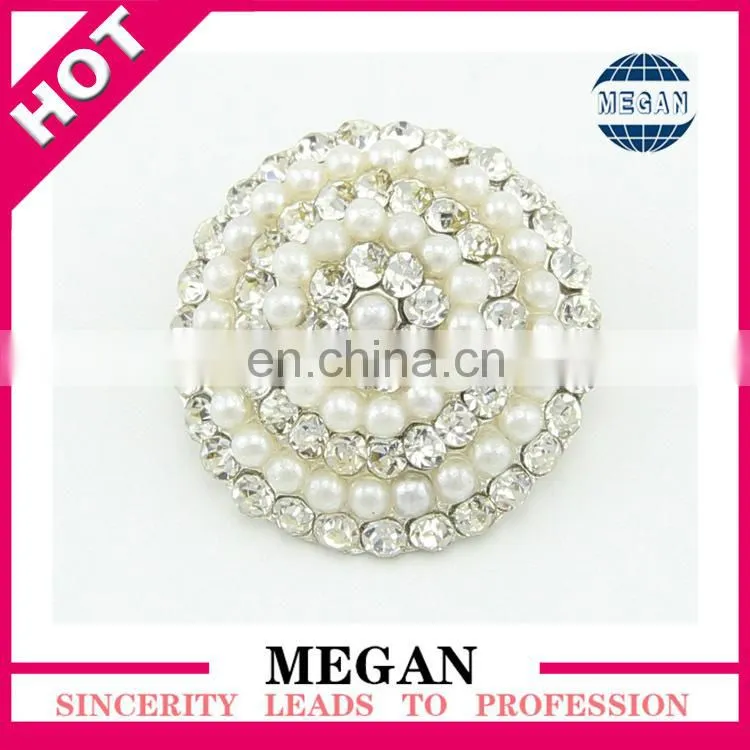 Wholesale Fashion Flat Back wedding crystal and pearl button
