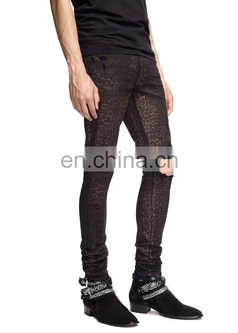 DiZNEW FOIL Coated BROKEN TEXTILES STRETCH Denim JEANS FOR MEN