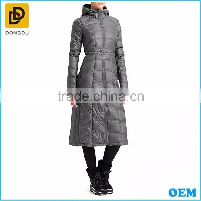Promotion best quality ultra thin long down jacket for winter