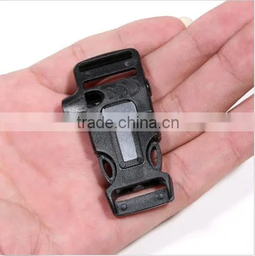 Outdoors Fire Starter Side Release Whistle Survival Buckle Flint Starter Black