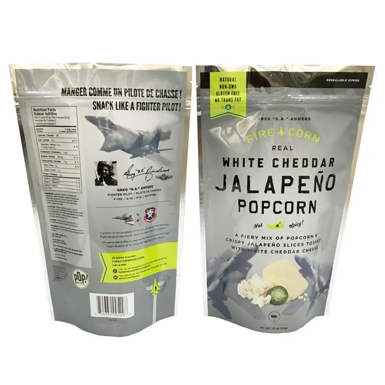 Stand up foil zip top custom printed biodegradable food grade mylar bag