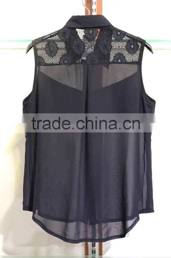 black chiffon with embroidery lace for ladies