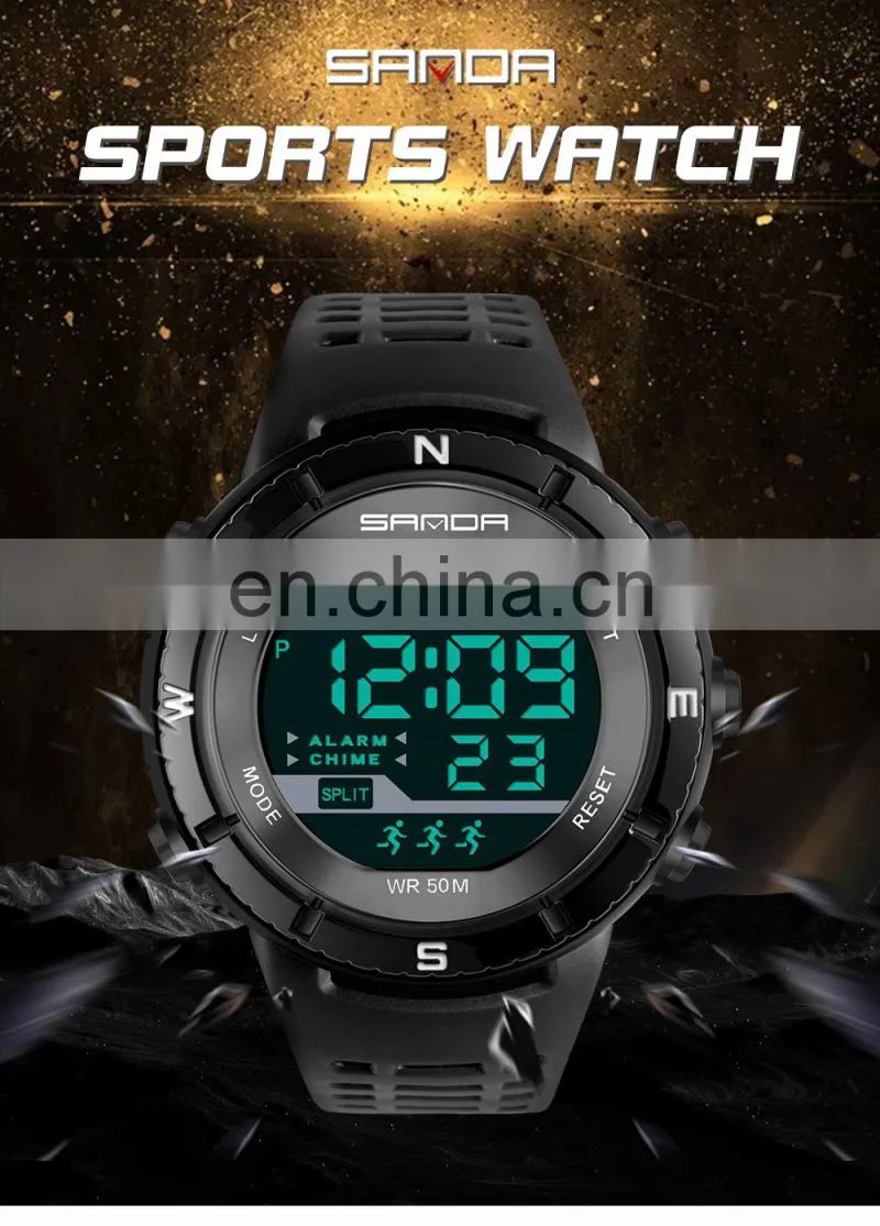 SANDA 286 High quality led display boys wristwatch luminous chronograph waterproof sport watch digital men