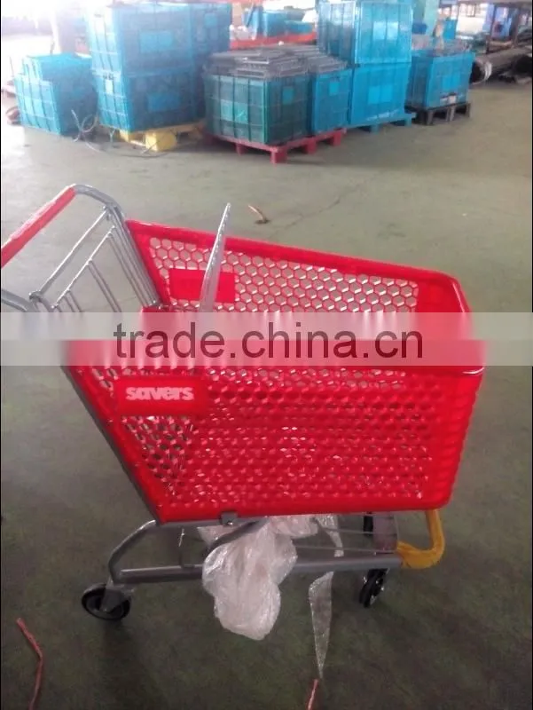 Red Plastic Unfolding Vegetables Shopping Trolley 100A