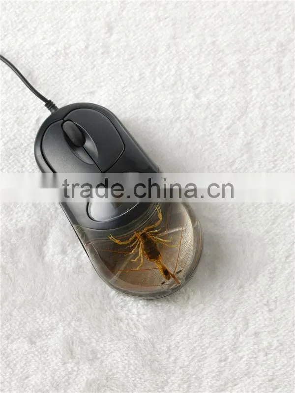 Resin Clear black real red Rose embedded decorative Wired Computer Mouse