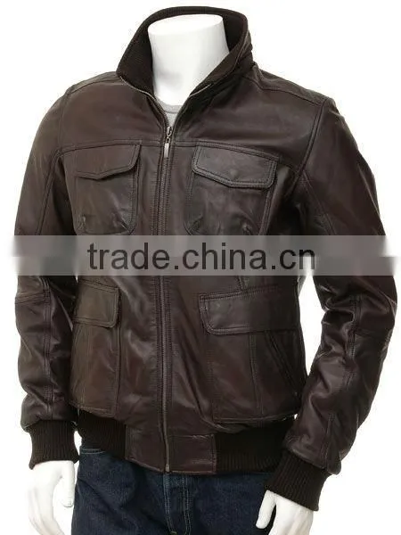 black distressed mens biker style leather jacket faded seam