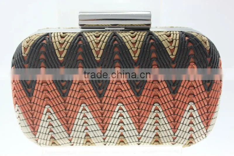 Latest style bags weave PU evening bags/clutch bag
