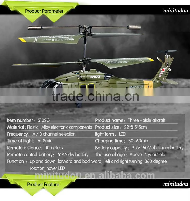2014 Hot sales! S102G mini RC Helicopter Remtoe Control Helicopter Smart Drone RC toys