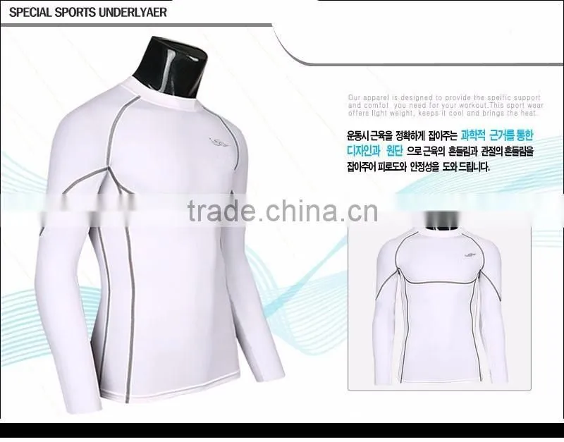 (OEM/ODM Factory)men compression tights base layer running fitness gym cycling soccer football hocky t shirts lycra men's sport