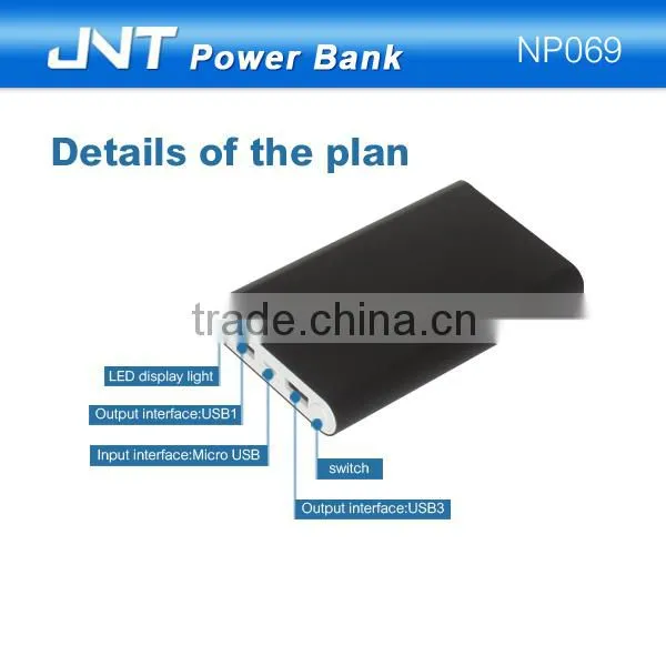 Dual outputs Unqiue item high capacity power bank ploymer cell portable power bank with 8000mah