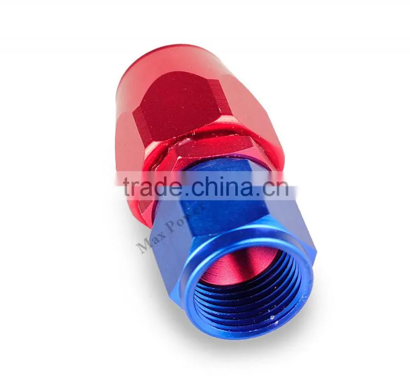Aluminum oil cooler fitting straight swivel hose ends adapter blue and red 40-001-08