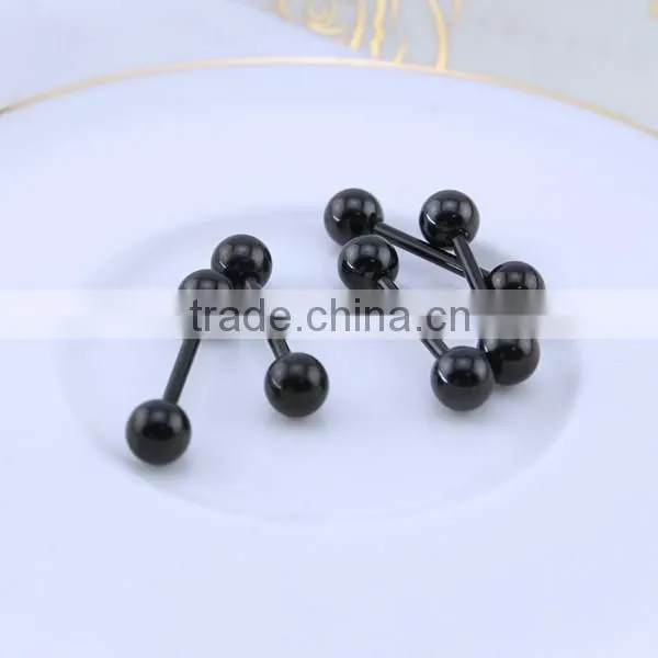 Stainless steel body jewelry black anodized ball 14G cheap piercing tongue rings
