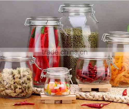 Wholesale kitchen glass jars with clip lid
