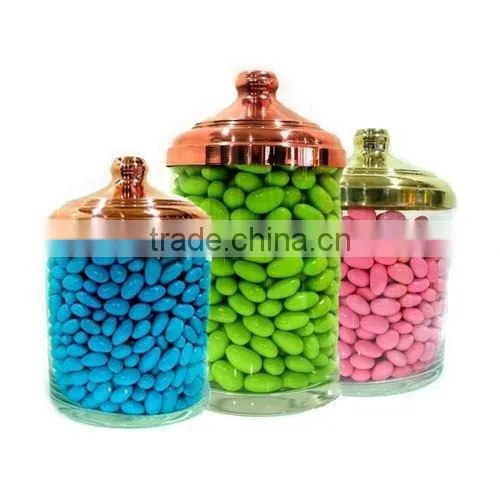 Glass Dragee Jar With Brass Cover, candy pot, Spice jars SK1619