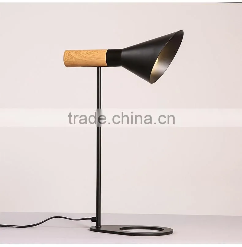 wooden+steel E27*1 table lamp, bedroom /study small desk light ,